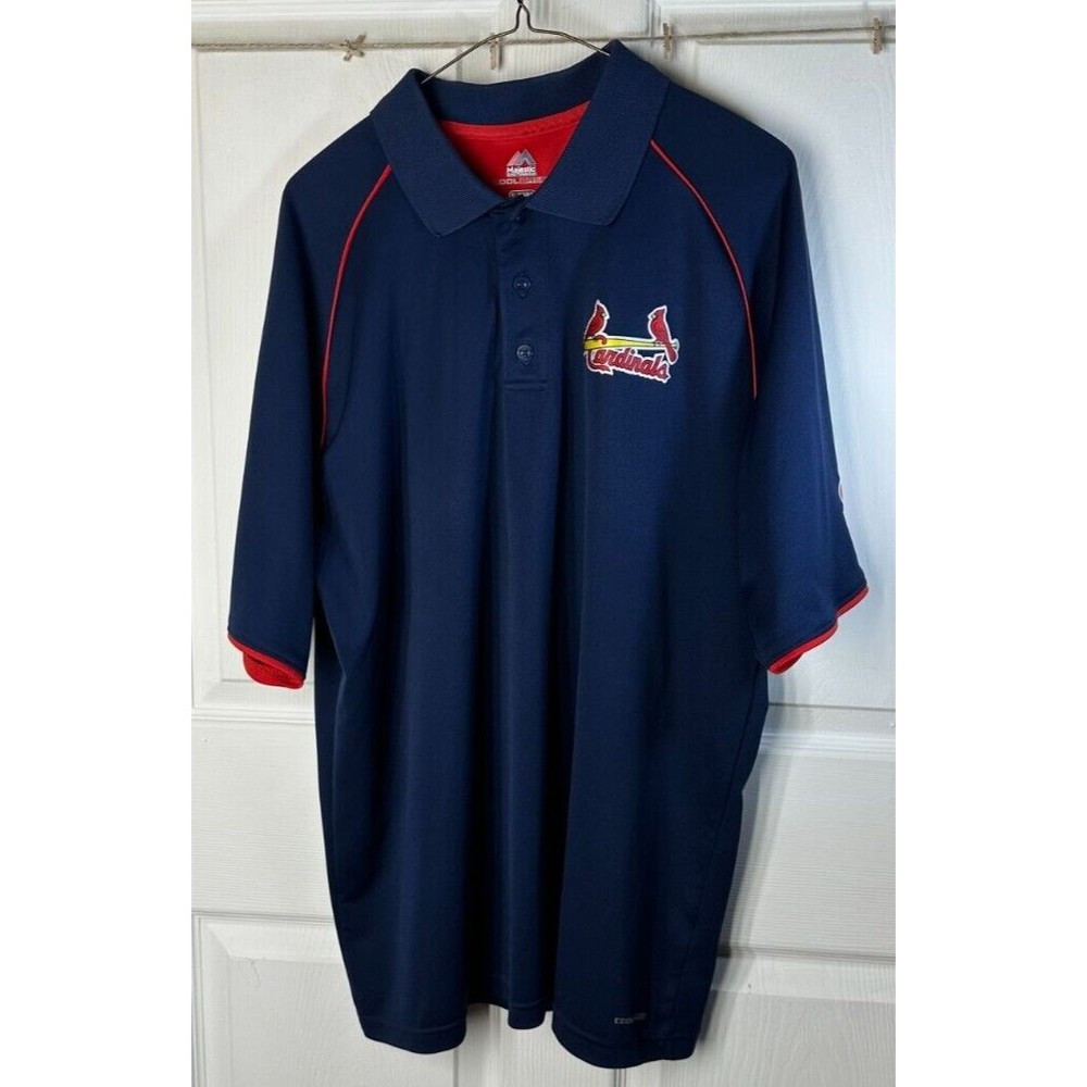 St. Louis Cardinals Majestic CoolBase Baseball Polo Shirt Short Sleeve Mens XL